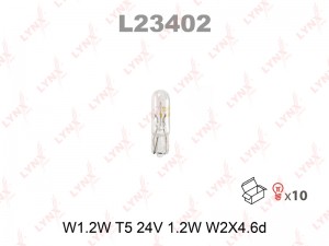 Лампа накаливания W1.2W T5 24V 1.2W W2X4.6d  L23402 L23402 LYNXAUTO
