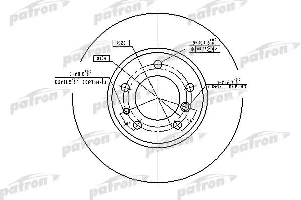 Диск тормозной BMW 5 (E34),7 (E32) передний (1шт.) PATRON PBD2556 PATRON