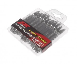 Набор бит 1/4" PHILIPS PH2 двусторонних удлиненных 10 предметов в боксе JTC JTC-1116502 JTC TOOLS