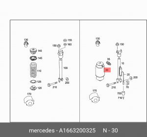 Пневморессора MERCEDES ML (W164) задний ОЕ A 166 320 03 25 MERCEDES BENZ