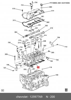 Прокладка головки блока цилиндров   12597769 12597769 GENERAL MOTORS