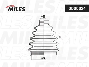 Пыльник ШРУСа наружный AUDI A3 I-II/VW GOLF III-VII/PASSAT III-VII 1.6-1.9TDI 96 GD00024 MILES