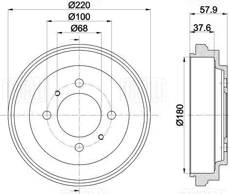 Барабан торм. Nissan Almera N15 (95-) d=220 (TF 538159) TF 538159 TRIALLI