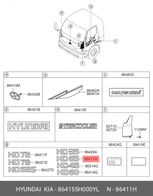 Эмблема HYUNDAI "HD65" OE 864155H000YL HYUNDAI KIA
