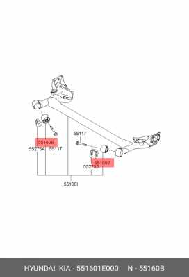 Сайлентблок HYUNDAI Accent (05-) балки задней OE 551601E000 HYUNDAI KIA