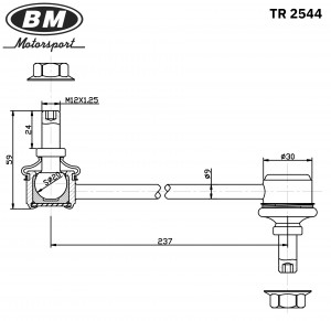 Стойка стабилизатора переднего, праваялевая, BM TR2544 TR2544 BM MOTORSPORT