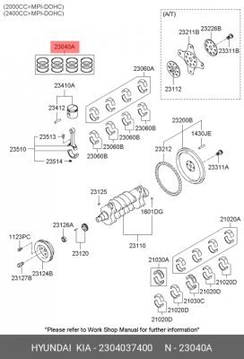 Кольца поршневые HYUNDAI Sonata 5,Tucson (04-),Santa Fe (00-) (2.7) d+0.00 компл 2304037400 HYUNDAI KIA