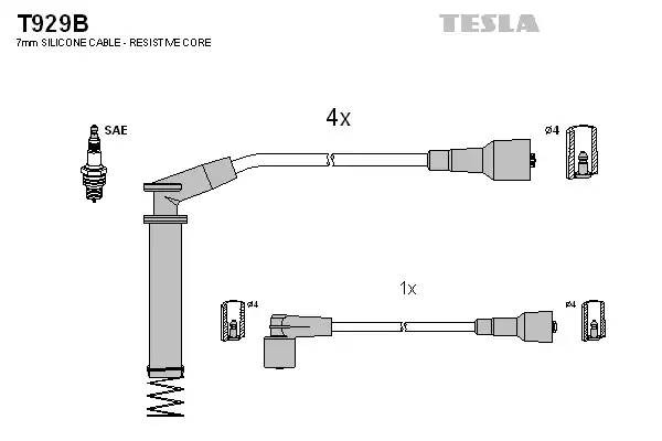 к-кт проводов!\ Opel Vectra 1.8-2.0 88> T929B TESLA