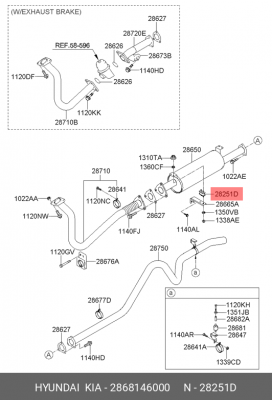 Крепеж HYUNDAI HD65,72,78 глушителя OE 2868146000 HYUNDAI KIA