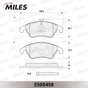 Колодки тормозные передние (Смесь CERAMIC серия PRO) MERCEDES W204/W212 (спорт)  E500458 MILES