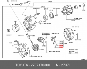 Щетка генератора 27371-70300 27371-70300 TOYOTA