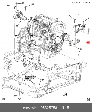 Кронштейн CHEVROLET Aveo (T300) опоры двигателя правый OE 95325758 GENERAL MOTORS