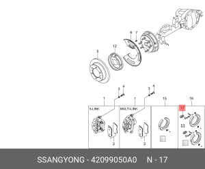 Пыльник SSANGYONG Actyon (06-),Kyron (05-),Rexton (02-) рычага тормозного механи 42099050A0 SSANG YONG