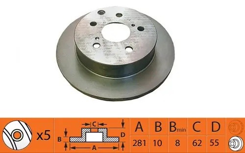 Диск тормозной задний TOYOTA RAV 4 III 06- BR21190 BR21190 SB NAGAMOCHI