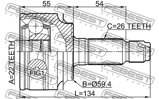 ШРУС наружный 22X60X26 HONDA CIVIC FB 4D 2012-2015 0310-CIVAT 0310-CIVAT FEBEST