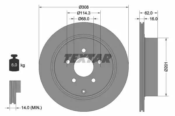 Диск тормозной NISSAN Murano (Z50) INFINITI FX35 задний (1шт.) TEXTAR 92149303 TEXTAR