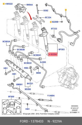 Кольцо топливной форсунки 1378433 1 378 433 FORD
