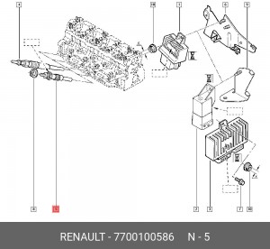 Свеча накаливания RENAULT VOLVO OE 7700100586 RENAULT