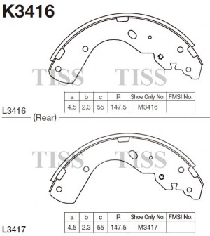 Колодки тормозные барабанные Ford Ranger, Mazda B-serie 2.2,2.6,2.5D 98- K3416 K3416 MK KASHIYAMA