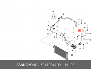 Шланг SSANGYONG системы охлаждения OE 6941034100 SSANG YONG
