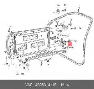 шарнир двери!\ VW Golf 1J1/1J5/Passat 3B2/3B3/3B5/3B6, Audi A6 4B2/4B4, Seat Tol 4B0 831 411 B VAG