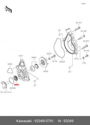 Масляный сальник водяной помпы 920490791 92049-0791 KAWASAKI