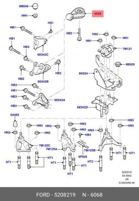 Опора двигателя FORD Focus (99-04) задняя OE 5 208 219 FORD
