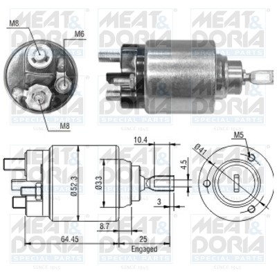 Реле втягивающее FORD Fiesta (01-07) стартера MEAT&DORIA 46043 MEAT DORIA