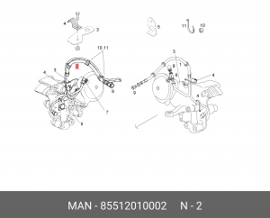 Тормозной шлангопровод 12X1 85512010002 MAN