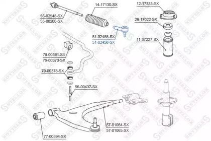 наконечник рулевой правый!\ Daihatsu Gran Move all 96-98 51-02456-SX STELLOX