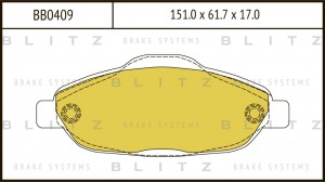 Колодки тормозные дисковые передние PEUGEOT 308/CC/SW 07-PEUGEOT 3008 09- BB0409 BB0409 BLITZ