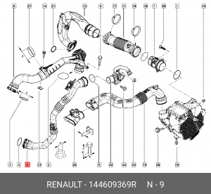 Патрубок RENAULT Captur фильтра воздушного OE 144609369R RENAULT