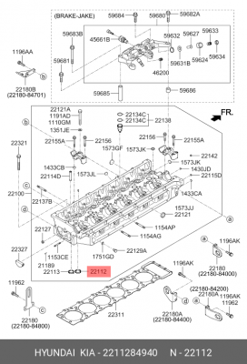 Седло клапана впускн. D6CB 2211284940 HYUNDAI KIA