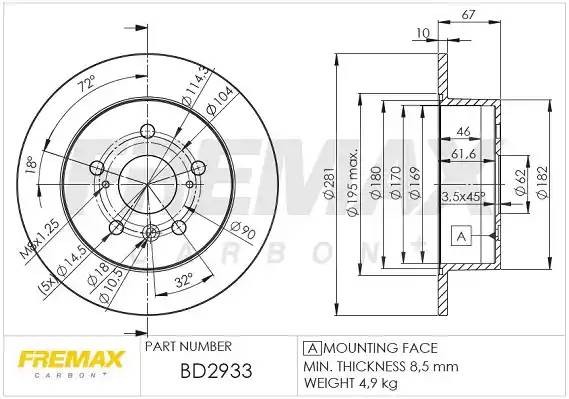 диск тормозной задний!\ Toyota Camry all 91-00 BD2933 FREMAX