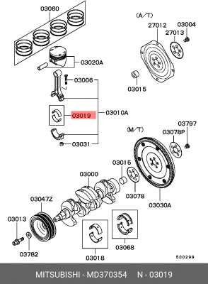 вкладыши шатунные! STD\ Mitsubishi Lancer 1.3-1.5 4G13-4G15 88> MD370354 MITSUBISHI