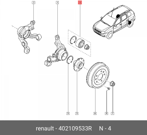 Подшипник ступицы задний 40 21 095 33R RENAULT 4021 095 33R 402109533R RENAULT