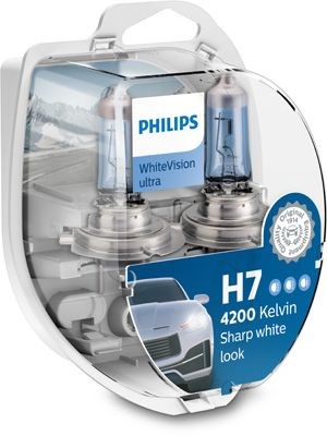 Лампа набор 12V H7 55W+W5W/T105 PX26d 4200K бокс (2шт.+2шт.) White Vision Ultra  12972WVUSM PHILIPS