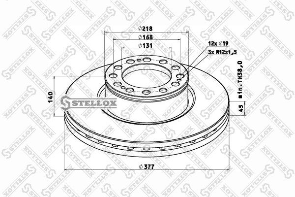 диск тормозной !374.5x45 12отв d19+ 3отв M12x1.5 \SAF SKRB 9019K/I 85-00813-SX STELLOX
