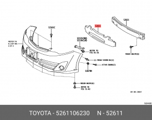 Абсорбер бампера 52611-06230 52611-06230 TOYOTA