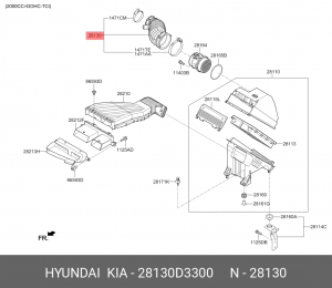 Патрубок KIA Sportage (16-) (2.0) фильтра воздушного OE 28130D3300 HYUNDAI KIA
