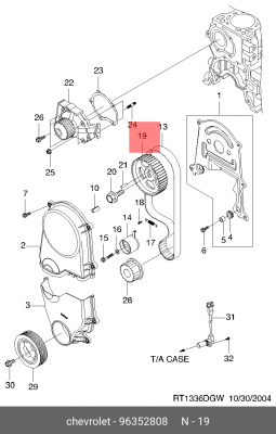 шкив распредвала!\ Chevrolet Aveo 1.2i 03>/Matiz 0.8 98> 96352808 GENERAL MOTORS