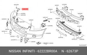 кронштейн бампера перед. прав.!\ Nissan 62222-BR00A NISSAN