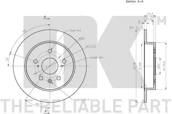 205223NK диск тормозной задний!\ Suzuki SX4, Fiat Sedici 1.5-2.0i/D 06> 205223 NK