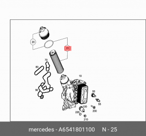 Фильтр масляный MERCEDES C (W213) OE A 654 180 11 00 MERCEDES BENZ