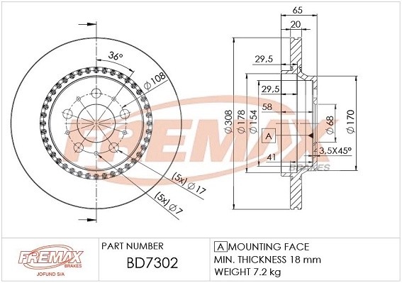 диск тормозной задний!\ Volvo XC90 2.5T/D5/T6 02> BD7302 FREMAX