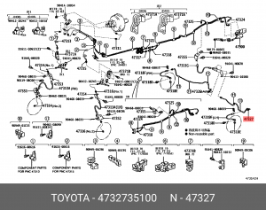 трубка тормозная! задняя левая\ Toyota Land Cruiser Prado GRJ120/GRJ120W/GRJ121 47327-35100 TOYOTA