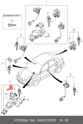КОНТАКТНАЯ ГРУППА ЗАМКА ЗАЖИГАНИЯ (10714 954121E000 HYUNDAI KIA