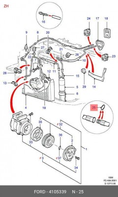 Ford Europe,Кольцо уплотнительное кондиционера 10,16x1,85 4105339 4 105 339 FORD