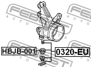 Опора шаровая HONDA CIVIC 01-05 0320-EU 0320-EU FEBEST