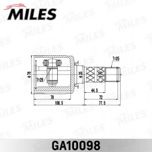 ШРУС внутренний  SUBARU FORESTER III/IMPREZA II/LEGACY IV/OUTBACK/TRIBECA 1.5-3. GA10098 MILES
